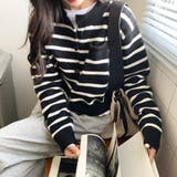 ボーダーショート丈カーディガン 秋 冬 | Dewlily | 詳細画像12