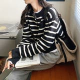 ボーダーショート丈カーディガン 秋 冬 | Dewlily | 詳細画像9