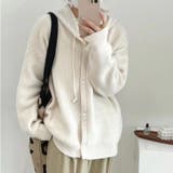 フード付きカーディガン 秋 冬 | Dewlily | 詳細画像19