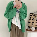 フード付きカーディガン 秋 冬 | Dewlily | 詳細画像2