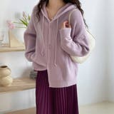 フード付きカーディガン 秋 冬 | Dewlily | 詳細画像4