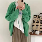 グリーン | フード付きカーディガン 秋 冬 | Dewlily