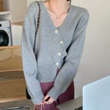 グレー | 斜めボタンカーディガン 秋 冬 | Dewlily