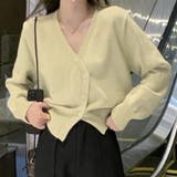 ホワイト | 斜めボタンカーディガン 秋 冬 | Dewlily