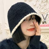 ブラック | バイカラーバケットハット 秋 冬 | Dewlily