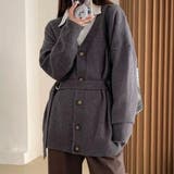 グレー | ベルト付きニットカーディガン レディース 10代 | Dewlily
