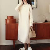 ホワイト | ボトルネックリブニットワンピース レディース 10代 | Dewlily