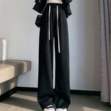 ブラック | ストレートワイドパンツ レディース 10代 | Dewlily