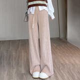 ベージュ | リブニットリラックスパンツ レディース 10代 | Dewlily