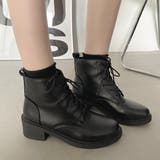 ブラック | 編み上げショートブーツ レディース 10代 | Dewlily