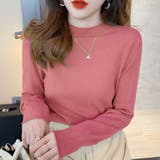 ピンク | ハイネックシフォンニット レディース 10代 | Dewlily