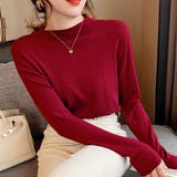 レッド | ハイネックシフォンニット レディース 10代 | Dewlily