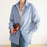 ブルー | オーバーサイズストライプシャツ 10代 20代 | Dewlily