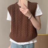 ケーブル編みニットベスト レディース 10代 | Dewlily | 詳細画像14