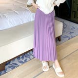 パープル | ロングプリーツスカート レディース 10代 | Dewlily