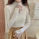アイボリー | レイヤード風レースニット レディース 10代 | Dewlily