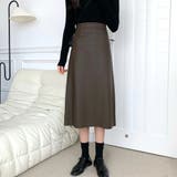 フェイクレザーロングスカート レディース 10代 | Dewlily | 詳細画像8 