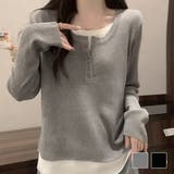 レイヤード風ドッキングシャツ レディース 10代 | Dewlily | 詳細画像1 