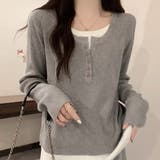 レイヤード風ドッキングシャツ レディース 10代 | Dewlily | 詳細画像10 