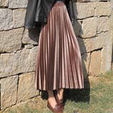 ブラウン | ベロアプリーツロングスカート レディース 10代 | Dewlily