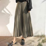 カーキ | ベロアプリーツロングスカート レディース 10代 | Dewlily