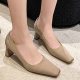 ベージュ | スクエアトゥシンプルパンプス レディース 10代 | Dewlily