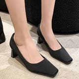 ブラック | スクエアトゥシンプルパンプス レディース 10代 | Dewlily