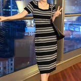 マルチボーダー半袖ワンピース レディース 10代 | Dewlily | 詳細画像8