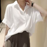 ホワイト | スキッパーシャツブラウス レディース 10代 | Dewlily