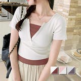 バイカラードッキングTシャツ レディース 10代 | Dewlily | 詳細画像1 