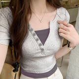 バイカラードッキングTシャツ レディース 10代 | Dewlily | 詳細画像11 