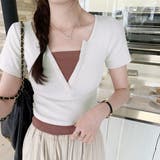 バイカラードッキングTシャツ レディース 10代 | Dewlily | 詳細画像15 