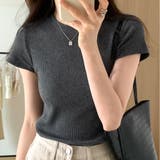 グレー | 半袖リブTシャツ レディース 10代 | Dewlily