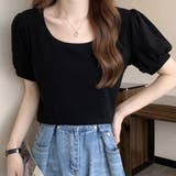ブラック | バルーンスリーブTシャツ レディース 10代 | Dewlily