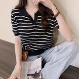 スキッパーボーダー半袖ニット レディース 10代 | Dewlily | 詳細画像10 