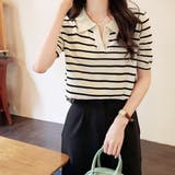 スキッパーボーダー半袖ニット レディース 10代 | Dewlily | 詳細画像11 