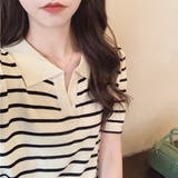 スキッパーボーダー半袖ニット レディース 10代 | Dewlily | 詳細画像14 