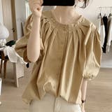 ベージュ | パフスリーブタックブラウス レディース 10代 | Dewlily