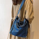 ネイビー | デニム風ショルダーバッグ レディース 10代 | Dewlily