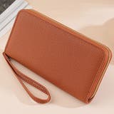 ブラウン | フェイクレザー長財布 レディース 10代 | Dewlily
