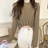 ベージュ | 裾リボンクロップドニット 10代 20代 | Dewlily