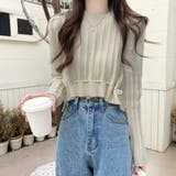 ホワイト | 裾リボンクロップドニット 10代 20代 | Dewlily