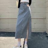 デニム風ロングスリットスカート 10代 20代 | Dewlily | 詳細画像2 