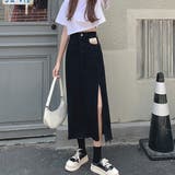 デニム風ロングスリットスカート 10代 20代 | Dewlily | 詳細画像8 