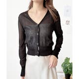 ブラック | Vネックシースルーカーディガン レディース 韓国 | Dewlily