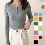 長袖リブニットトップス レディース ニット | Dewlily | 詳細画像1 