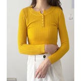 イエロー | 長袖リブニットトップス レディース ニット | Dewlily