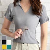 スキッパー半袖ポロニット レディース 韓国 | Dewlily | 詳細画像1 