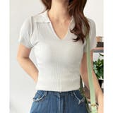 スキッパー半袖ポロニット レディース 韓国 | Dewlily | 詳細画像8 