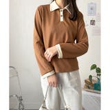 襟付きバイカラーリブトップス レディース トップス | Dewlily | 詳細画像3 